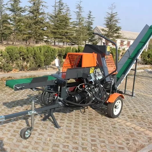 20T Hydraulic Manual Wood Processor Firewood Processor With Infeed And Conveyor , Electric /PTO Log Firewood Processor Machine