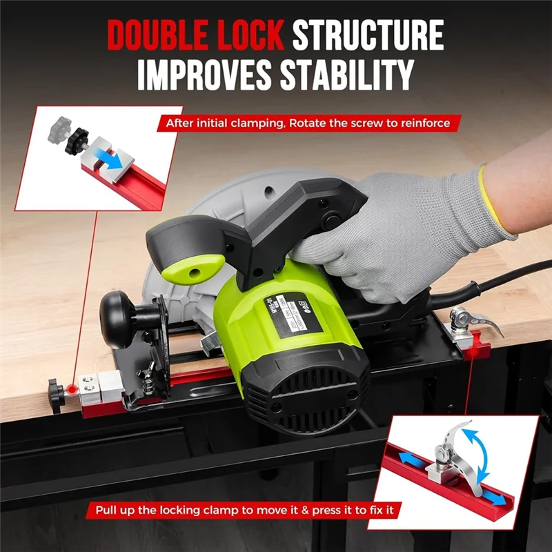 A93Z Circular Saw Guide Rail With Dual Lock 360Mm Alloy Fencing Attachment For Parallel Straight Cuts And Wood Trimming