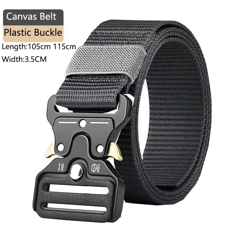 Man Belt Nylon Webbing Fabric Canvas Durable Convenient Casual Fashion Metal free security check Belt for Men Sports Strap HB001