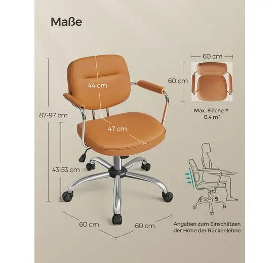 SONGMICS Bürostuhl, Schreibtischstuhl, ergonomisch, verstellbare Armlehnen, Wippfunktion