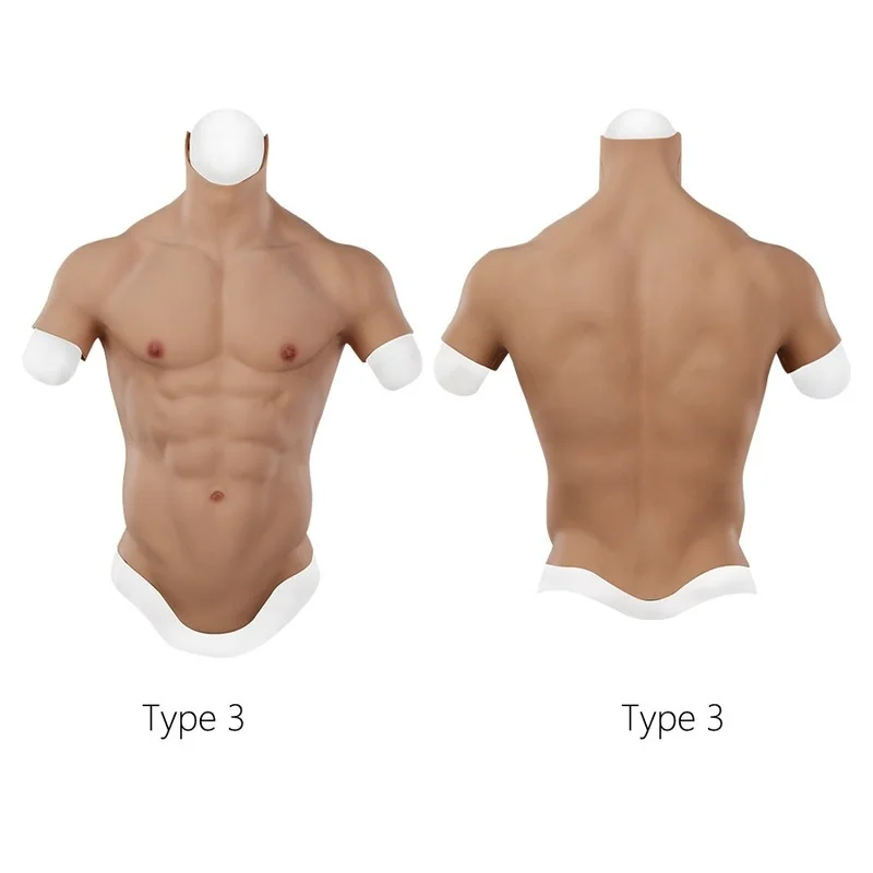 Silicone Muscle Chest Men\'s Summer Clothing Shaping Flexible Muscle Full Suit Synthetic Silicone Chest Role-playing Costume