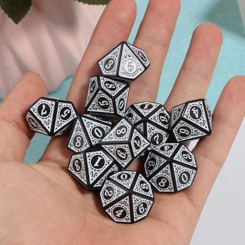 

10 шт., 10-гранные игральные кости D10, многогранные игральные кости для игр, ролевые игры, MTG, семейные, вечерние, детские для