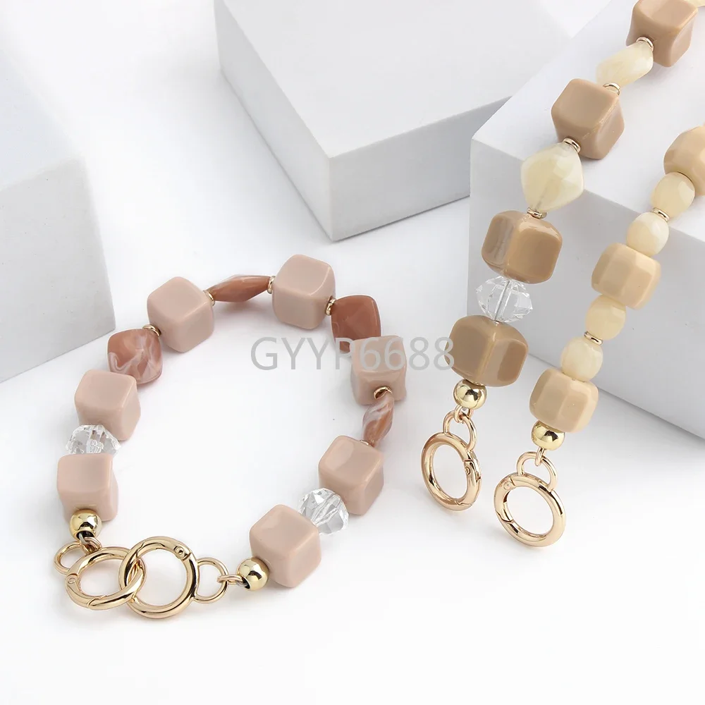 2/5/10PCS Candy Color Wooden Bag Handle Clutch Purse Frame With Macaroon Resin Chain For DIY Bags Crossbody Handbag Accessories