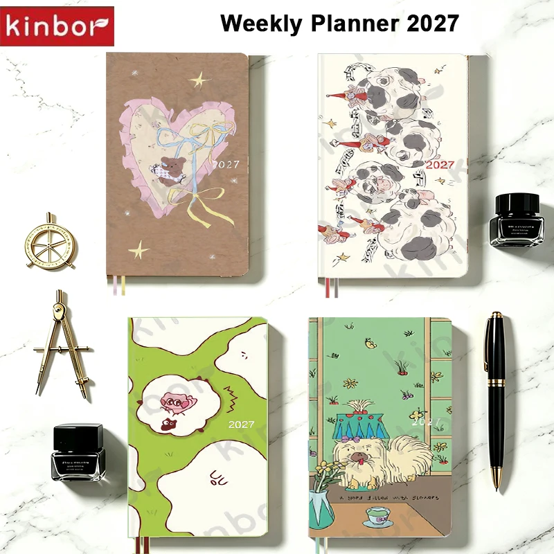 New Kinbor Weekly Planner 2027 Cute Daily/Monthly Notepad To Do List Agenda Book Portable Travel Notebooks Set Goals Manage Time