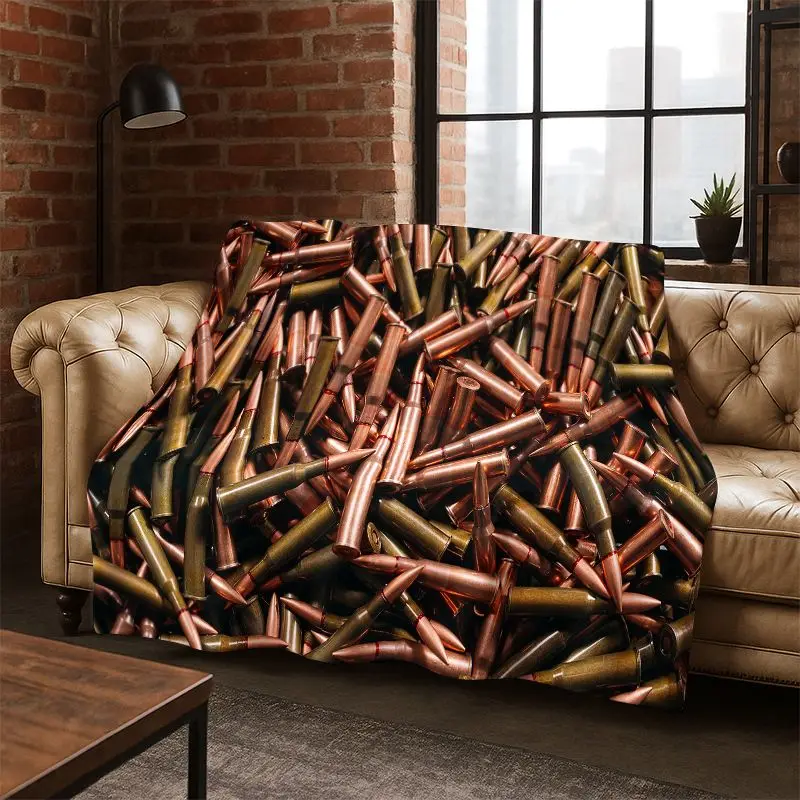 Gun Pistol Ammunition Bullet Cartridge Flannel Blanket Soft Warm Throw Blanket for Bedroom Living Room Bed Travel Camping Picnic