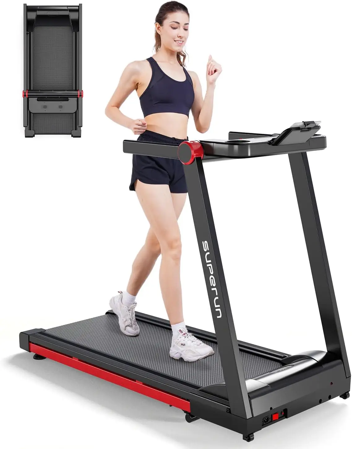 

Folding Treadmills for Home, 3.5HP Incline Treadmill with LED Display, 350LBS Capacity, Foldable Compact Treadmill with Large