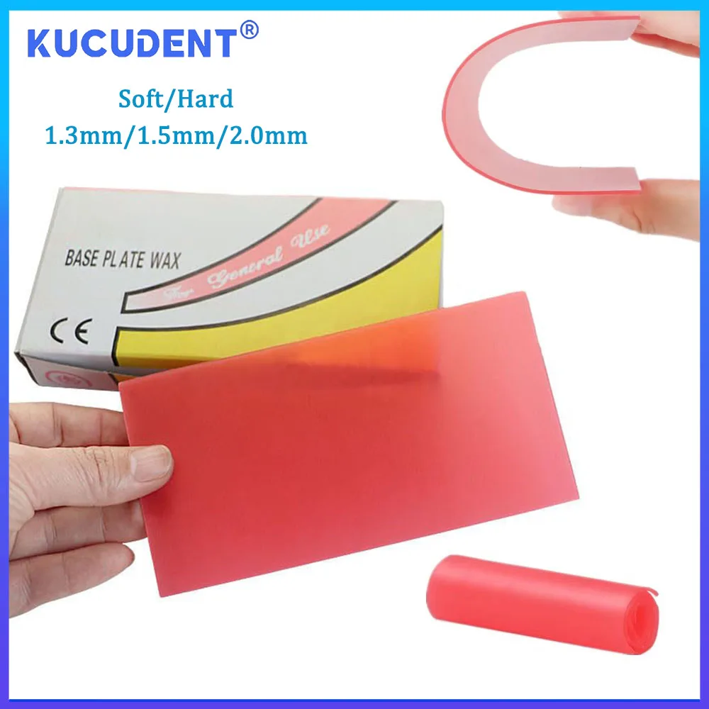 

KUCUDENT Dental Modeling Wax Dentistry Lab Base Plate Red Wax Sheets Soft Hard Orthodontic Materials Thickness 1.3mm 1.5mm 2.0mm