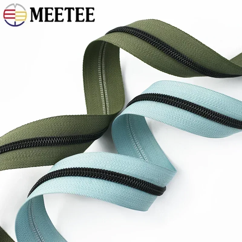 2/5/10M 5# Nylon Zipper Tape Colorful Coil Zippers Bag Jacket Clothes Shoes Black Teeth Zip Repair Kit DIY Sewing Accessories