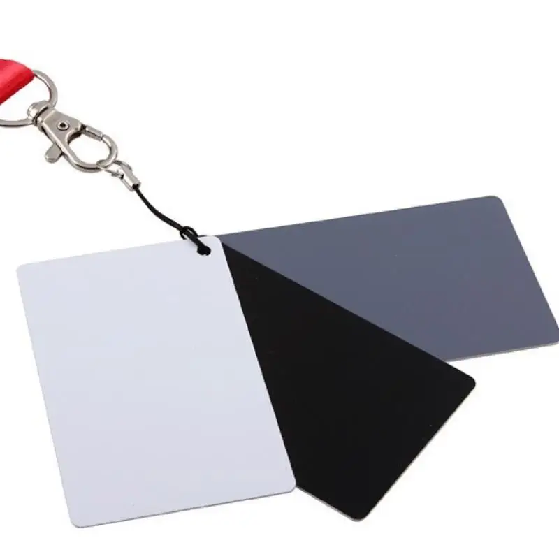 3 In1 Pocket-Size Digital White Black Grey Balance Cards 18% Gray Card With Neck Strap For Digital Photography Exposure Color