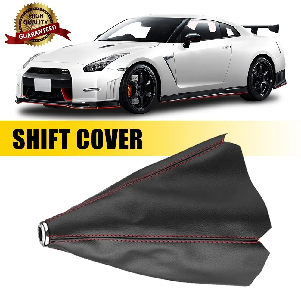 

Universal Black Real Leather Red Stitch Manual/Auto Gear Shift Knob Shifter Boot Cover Car Shift Knob Shifter Boot Cover