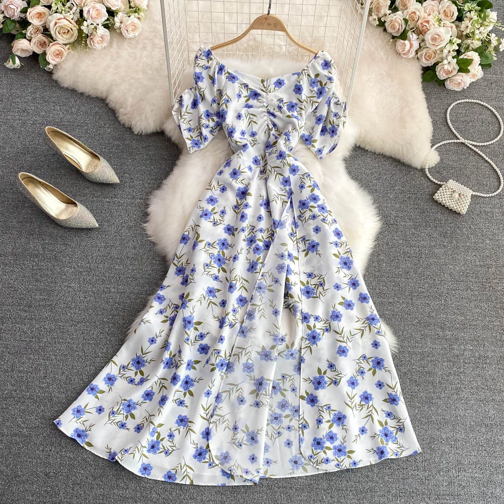 New Summer Dress For Women Waist-Cinching Gentle and Sweet Square Neck Floral A-line Dresses With Wide Hem - AliExpress 200000345 New Summer Dress For Women Waist-Cinching Gentle and Sweet Square Neck Floral A-line Dresses With Wide Hem - AliExpress 200000345
