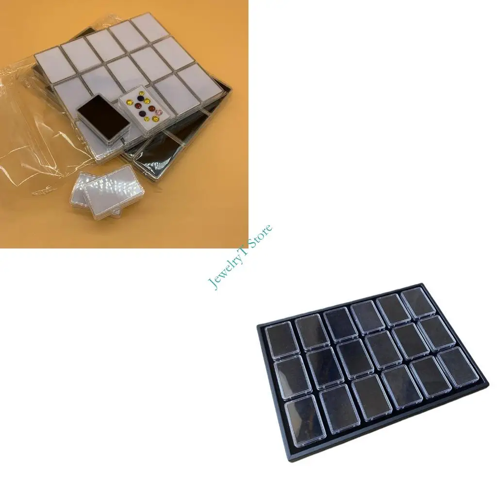 

LX9D Pack of 18 Clear Acrylic Jewelry Display Cases With Sponge Lining for Necklace Earring Storage Organizers