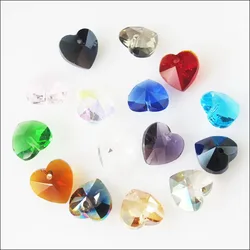 20Pcs Faceted Heart Glass Crystal Rondelle Spacer Beads Charms 10mm