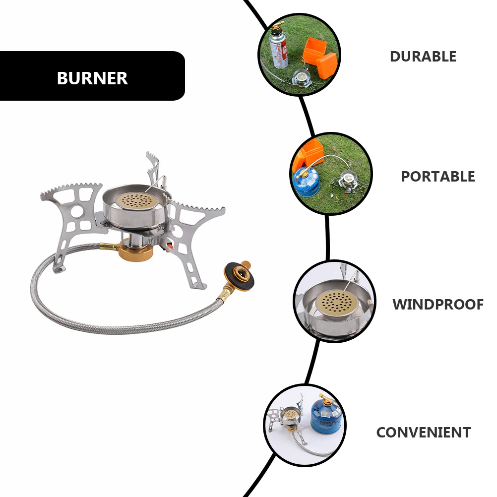 

Windproof Stove Burner Portable Camping High Temperature Resistant Stainless Steel Fuel Efficient for Outdoor Travel Silver