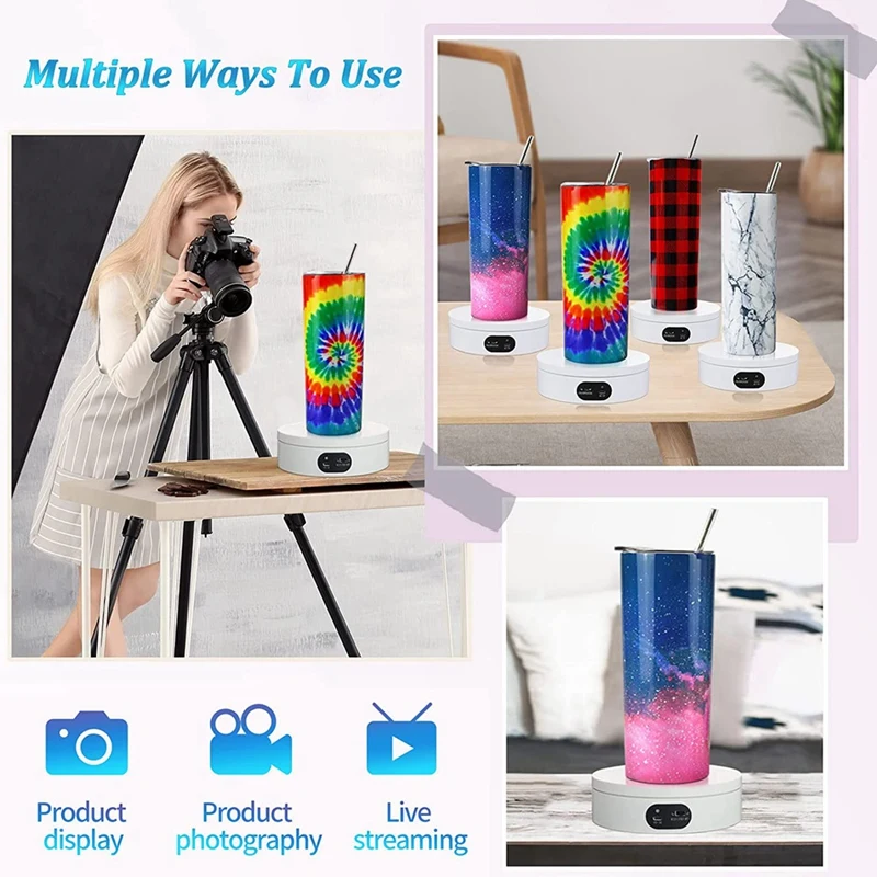 Sublimation Tumbler Exhibition Stand, 360° Mute Electrical Rotating Show Stand, Sublimation Tumblers