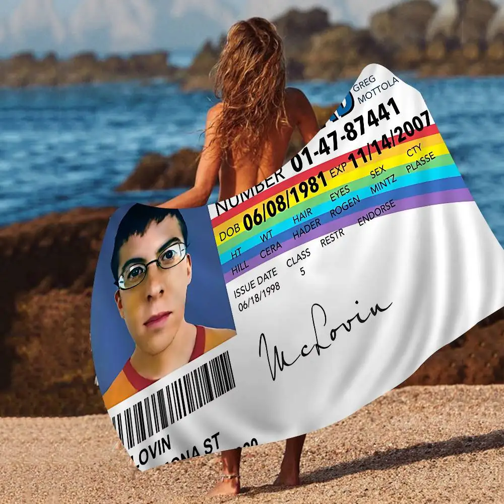 

Mclovin Movie Superbad Beach Towel Colorful Bath Towels For Girl Microfiber Quick Dry Custom Sand Free Beach Yoga Spa Gym Pool