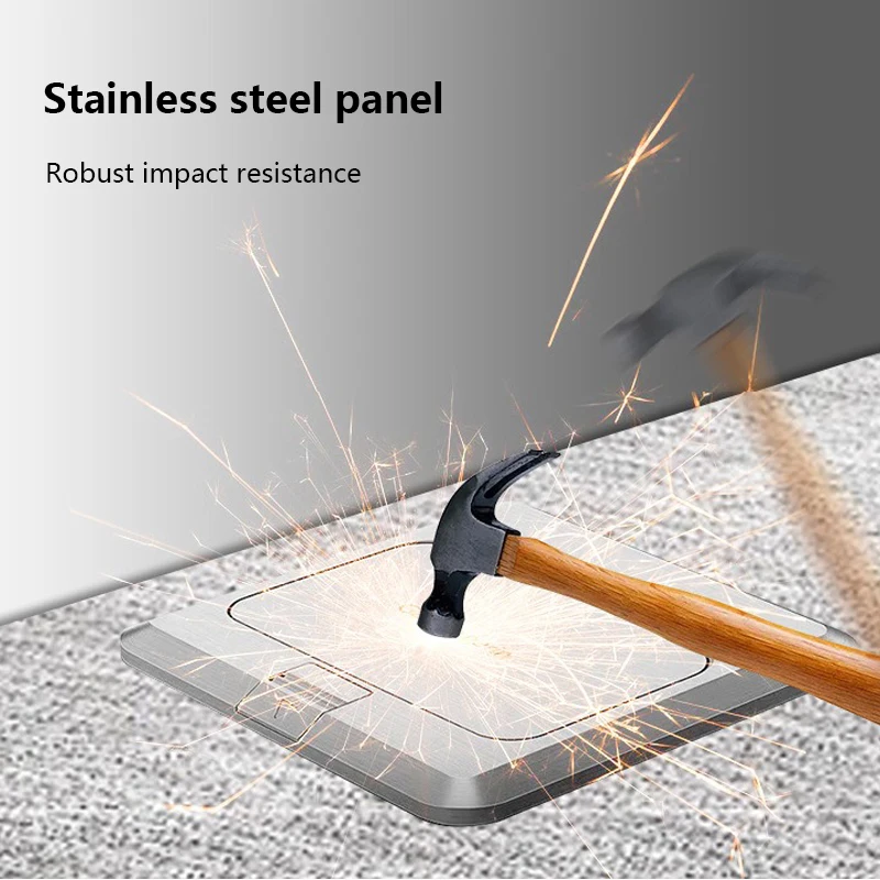 UK Standard 13A floor waterproof socket,British Kitchen Bedroom indoor Waterproof outlet hidden computer Stainless Steel plug