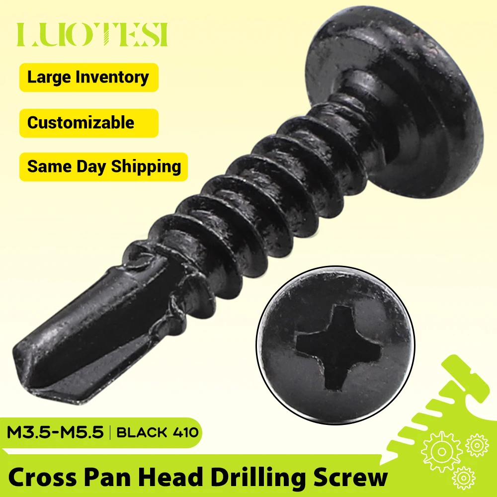 Cross Pan Head Self Drilling Screw Black Stainless Steel M3.5 M4.2 M4.8 M5.5 Phillips Round Head Tapping Screw for Sheet Metal