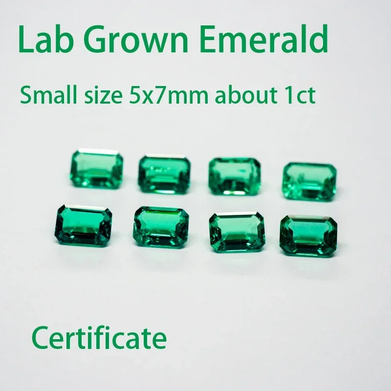 

Lab Grown Columbia Emeralds Green Color Rectangle Emerald Cut 5x7mm About 1.0ct Selectable AGL Certificate