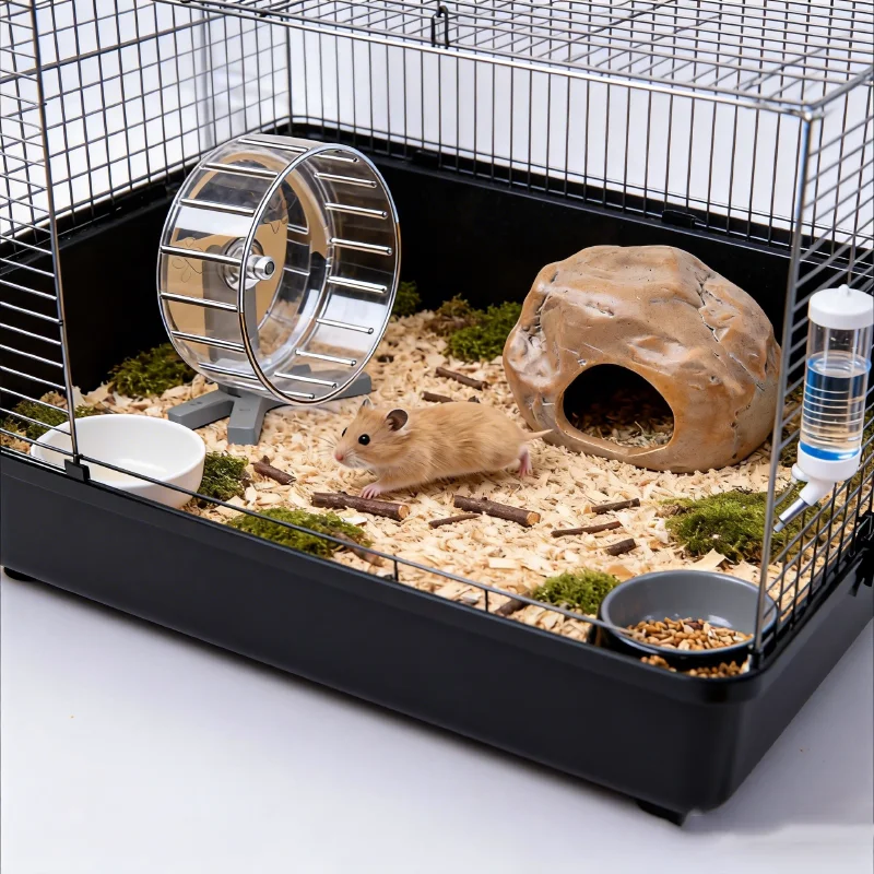 

Natural Ceramic Hamster Hideout Stone Cave - Cozy Bedding Shelter for Dwarf & Syrian Hamsters Habitat Decor Safe Resting Tunnel