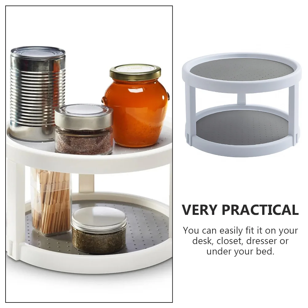 

1Pcs Double-Layer Rotatable Storage Rack White Durable Makeup Sundries Organizer Cosmetics Kitchen Seasoning Stand Desktop Shelf