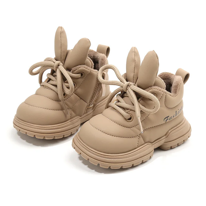 

Осень-зима 2022, новые детские повседневные кроссовки для первых ходунков, унисекс, кроссовки на флисовой подкладке, милая обувь с заячьими ушками для малышей