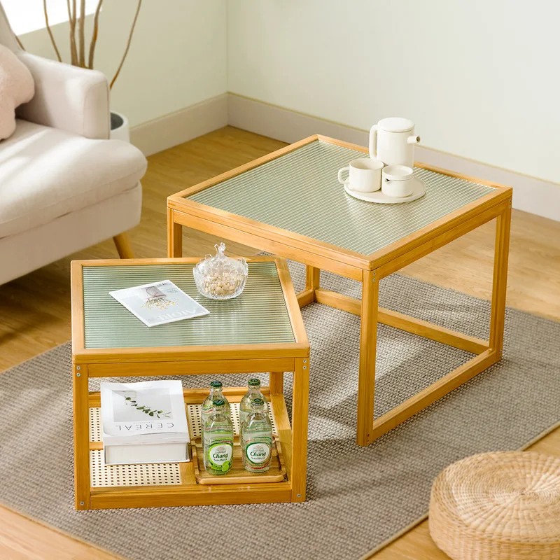 Coffee table living room household tea table tea table small apartment light luxury modern glass solid wood balcony