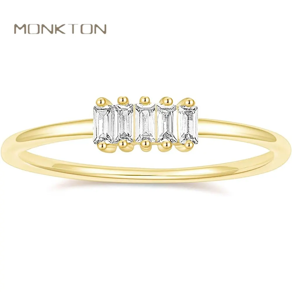 

Monkton Luxury Baguette Cubic Zirconia Wedding Rings for Women Classic Gold Color Stacking Finger Ring Party Jewelry кольца