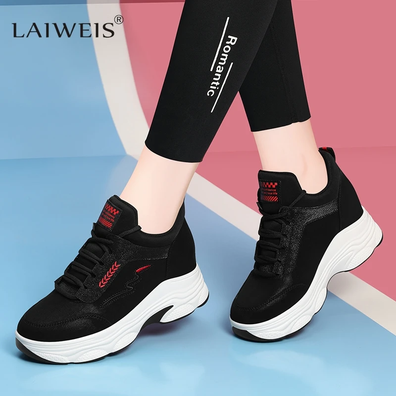 

2024 Luxury Platform Wedges Women's Sneakers Spring Autumn High Quality PU Leather Internal Increase Women's Shoes Casual Shoes