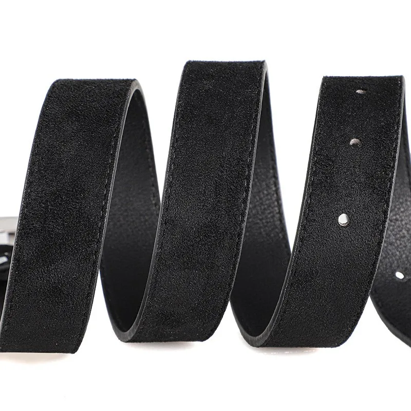 Ladies' belt, imitation suede-like surface, vintage style, aged look, high-end feel, silver alloy buckle, versatile, jeans belt