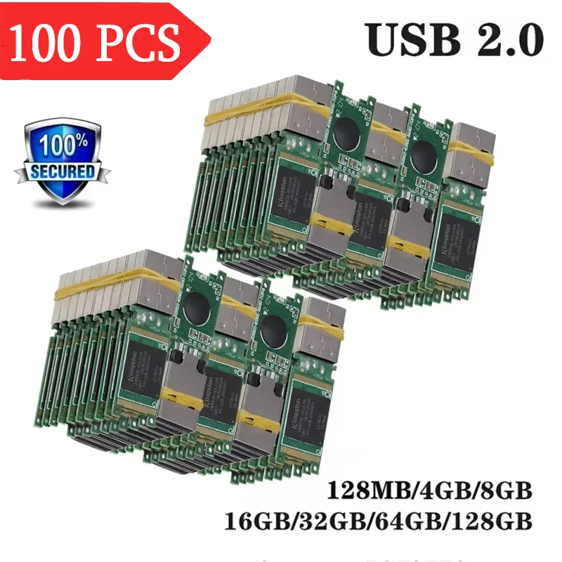 10-100PCS USB 128GB 2.0 Semi-finished Chip USB Flash Drive 64GB Manufacturer Wholesale Pieces Chip Pendrive 32GB USB 2.0 Chip