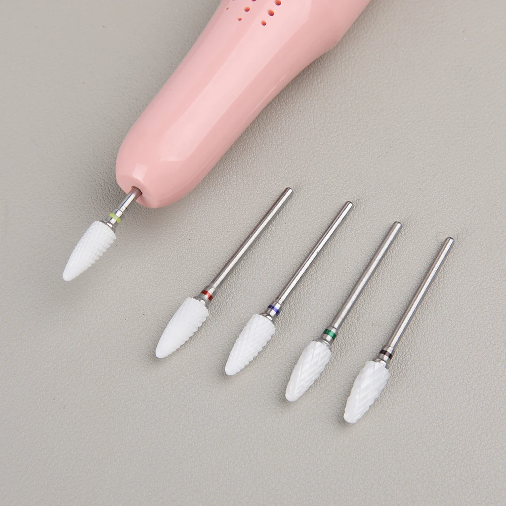 Broca de cerámica para uñas, removedor de Gel rotativo para cutículas, fresas para taladro eléctrico, accesorios de herramientas para decoración de uñas, 5 uds.