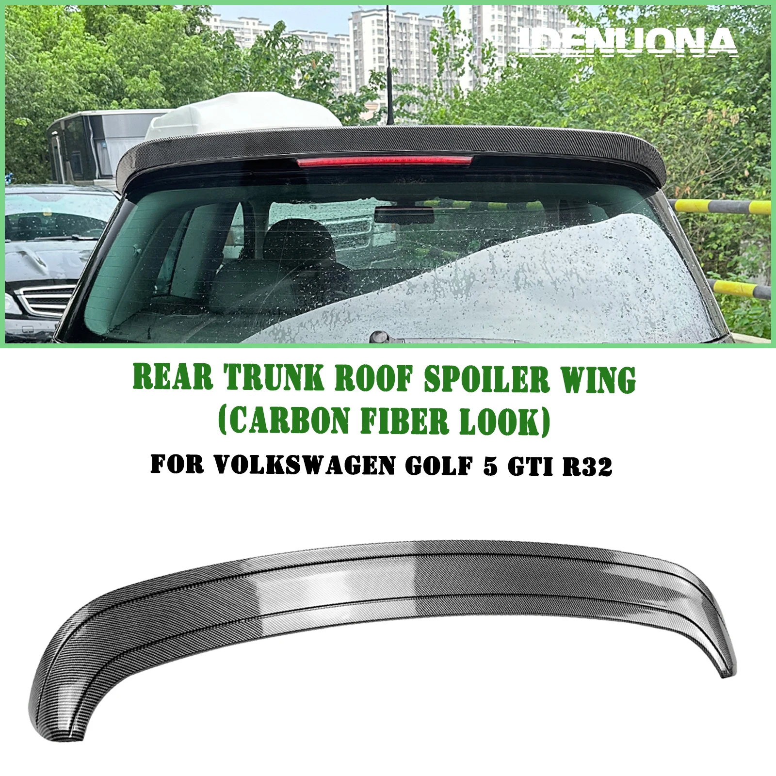 

Rear Roof Spoiler Wing Lip For Volkswagen VW Golf 5 MK5 GTI R32 2005-2007 Carbon Fiber Look/Gloss Black Tailgate Upper Splitter