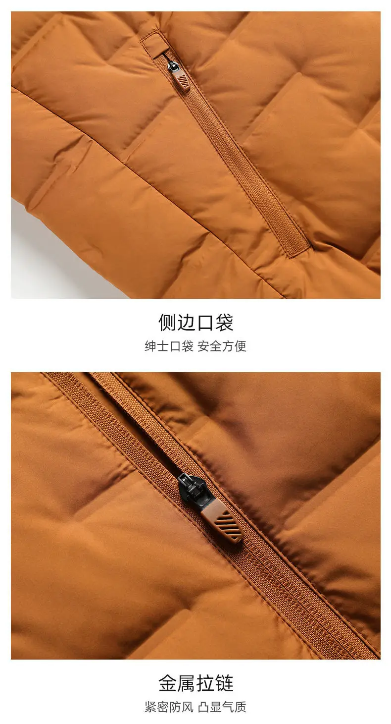 Weiße Daunenjacken 2026 Herbst Winter Herren Warme Kurze Leichte Steppjacke Winddichte Lässige Gefütterte Oberbekleidung – Detail 18