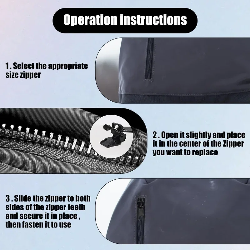 Universal Instant Fix Zipper Repair Kit para Roupas e Bolsas, Slider De Costura, Saco De Roupas, Zíperes, Acessórios De Ferramenta