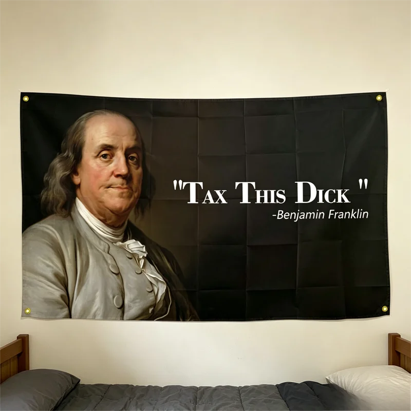 VIKAMA Black Vintage President Portrait Tapestry Wall Hanging Funny Quote Aesthetic Wall Art College Dorm Bedroom Decor