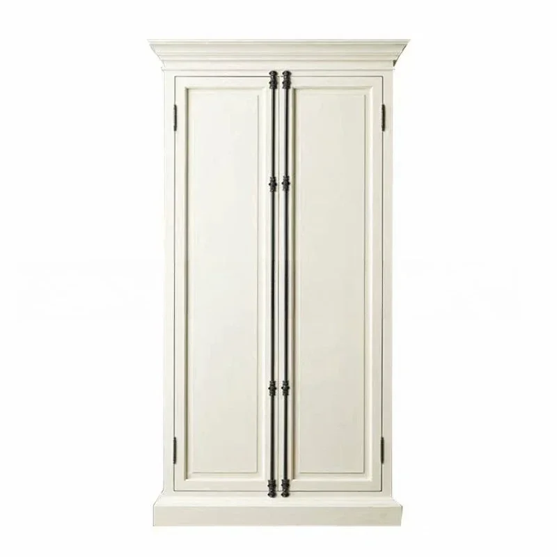 

American solid wood wardrobe furniture retro old log heaven and earth lock oak locker