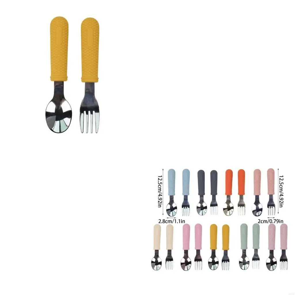 

Детские кат -сат -ложки вилки с силиконом удерживают для малышей детской посуды 425f