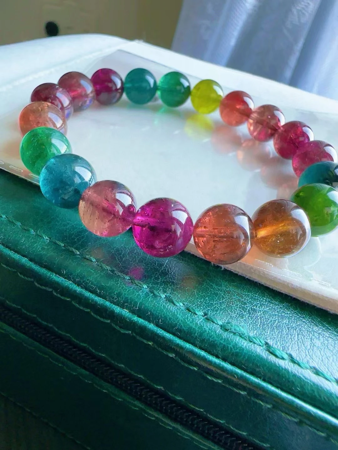 Natural Colorful Tourmaline Clear Beads Bracelet 10.5mm Red Green Blue Tourmaline Women Men Jewelry AAAAAAA