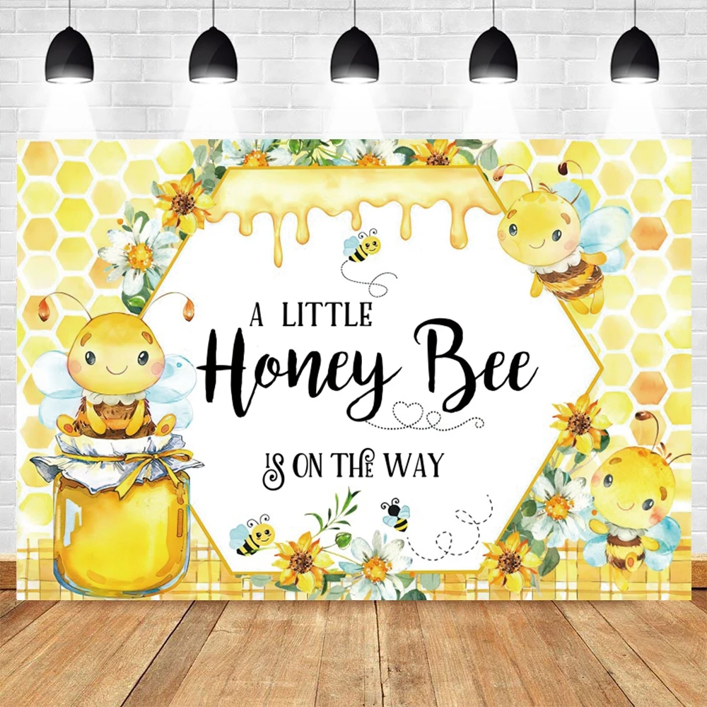 사진 촬영용 달콤한 꿀 꿀벌 생일 배경, 아기 꿀벌 성별 공개 파티 장식, 베이비 샤워 포토콜 배경