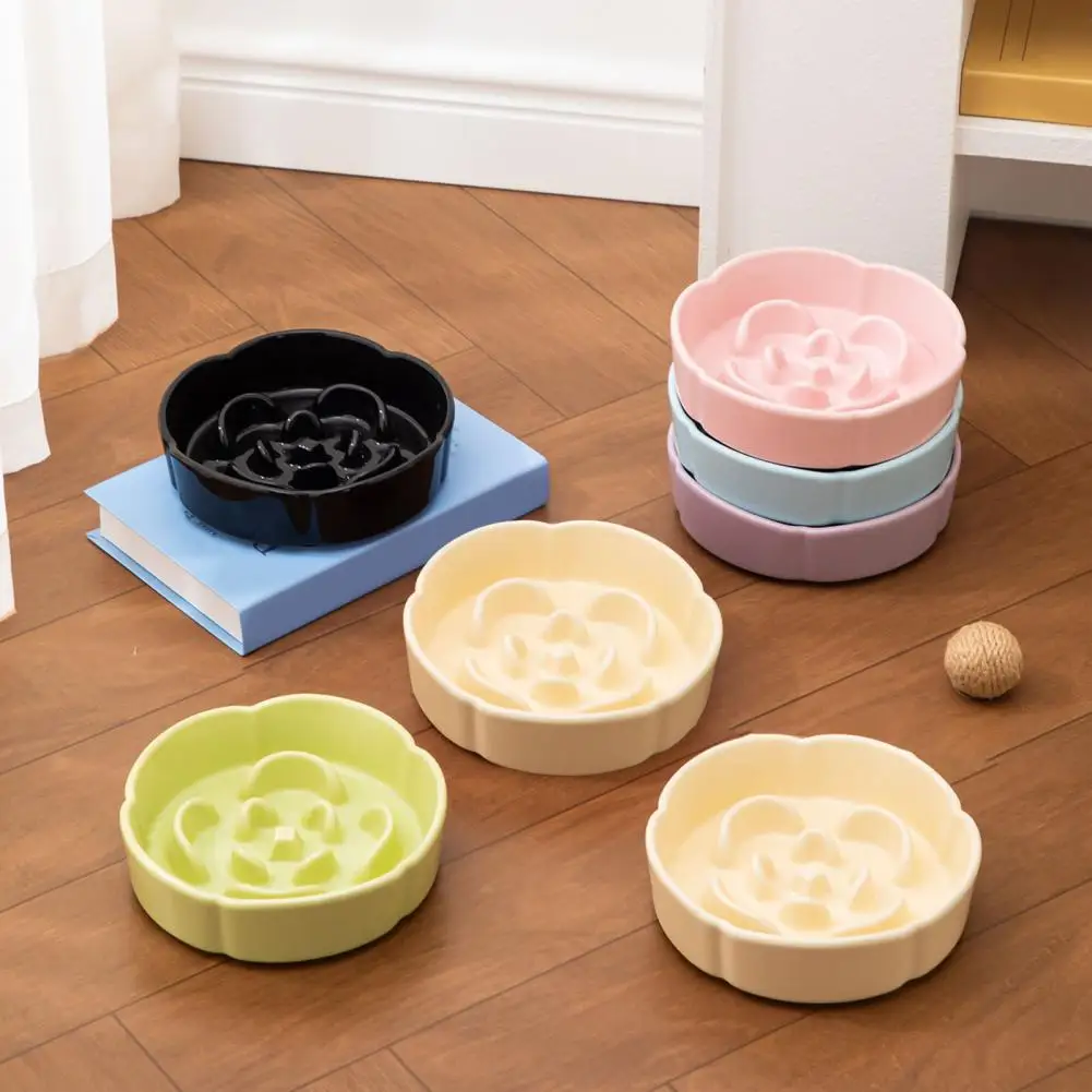Dog Slow Feeder Bowl, Ceramic Spill Proof Flower Bowl, Anti-Choking Pet Food Dish for Small to Large Dogs Healthy Digestion