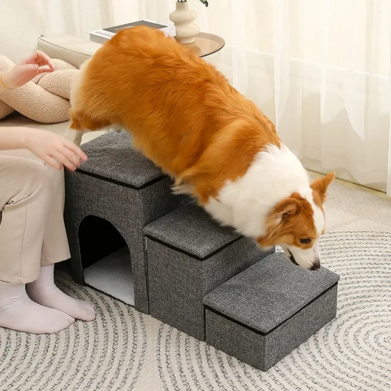 Dog Ladder Steps Foldable Strong Bearing Capacity Cat Kennel Dog Thickened Sponge Ladders Non-collapsing Pet Product Accessories