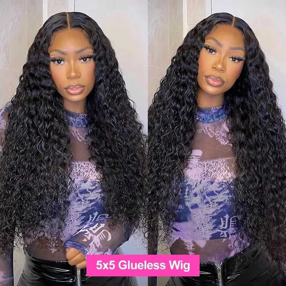 250 Density Natural Colored Deep Curly Wave Human Hair Wigs For Women 18-40 Inch 13x4 13x6 HD Transparent  Lace Frontal Pre Plucked Baby Hair Natural Hairline Wigs 5x5 Ready to Go HD Lace Glueless Wigss for Black Women