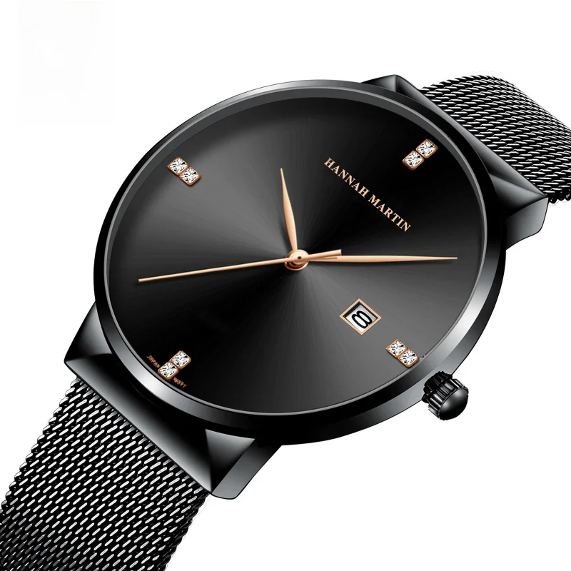 

Fashion Mens Watches Ultra Thin Quartz Watch Men Casual Slim Mesh Steel Waterproof Sport Watch