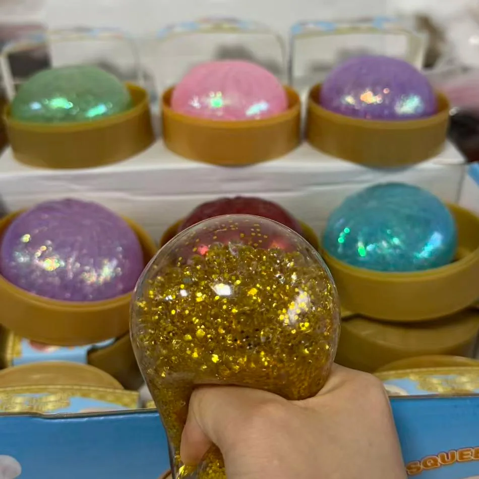 Neu 1-12 Stück Glitzer-Dumplings mit Box, sensorisches Quetschspielzeug zur Stresslinderung – Detail 5