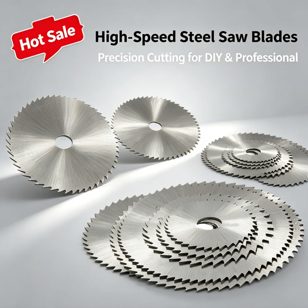 1-7Pcs HSS Circular Saw Blades 22-60mm with Mandrel, Rotary Tool Precision Cutter Discs Grinding Wheels Accessories Pack Kit