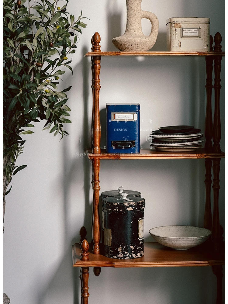 Vintage ash wood household solid wood floor shelves