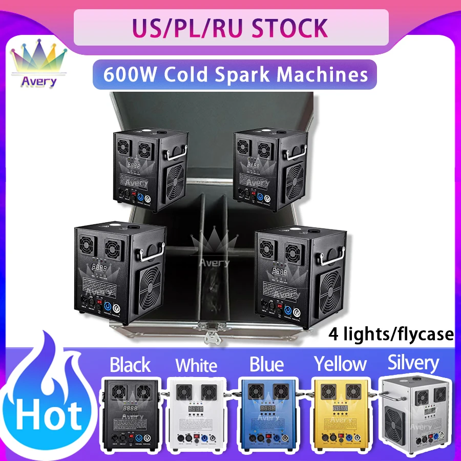 

0 Tax 4Pcs 600W Cold Spark Machine With 1 Flight case Ti Powder Firework Wedding Dmx Remote Control Spark Fountain Sparkular