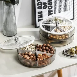 Divided Serving Tray with Luxury Lid Dried Fruit Storage Box 4 Grid Nuts Platter Candy Plate for Home Appliance