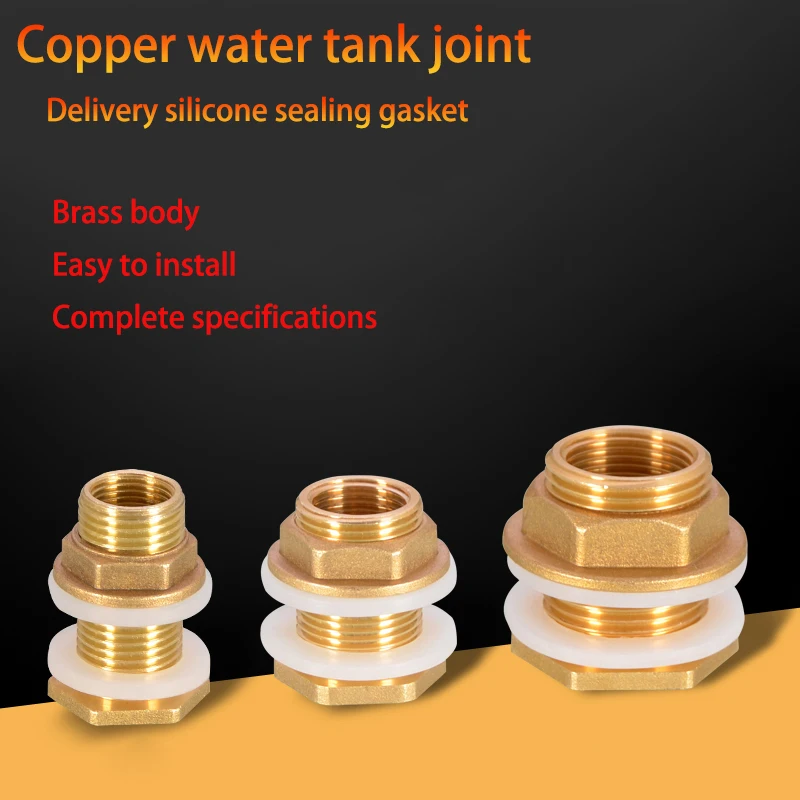 

Brass Water Tank Connector Silicone Gasket 1/2" 3/4" 1" Copper Pipe Fish Tank Coupling Joint Garden Irrigation Pipe Hose Adapter